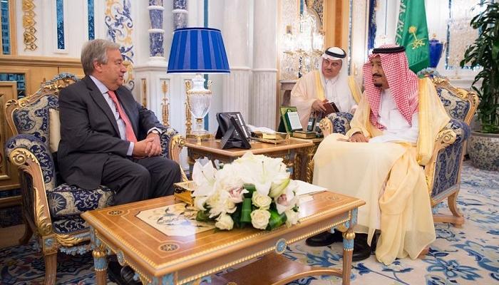 الملك سلمان بن عبدالعزيز آل سعود والأمين العام للأمم المتحدة 