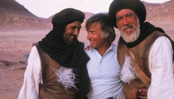 في أثناء تصوير مشهد من فيلم "الرسالة" 