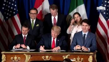 الرئيس الأمريكي ونظيره المكسيكي ورئيس وزراء كندا