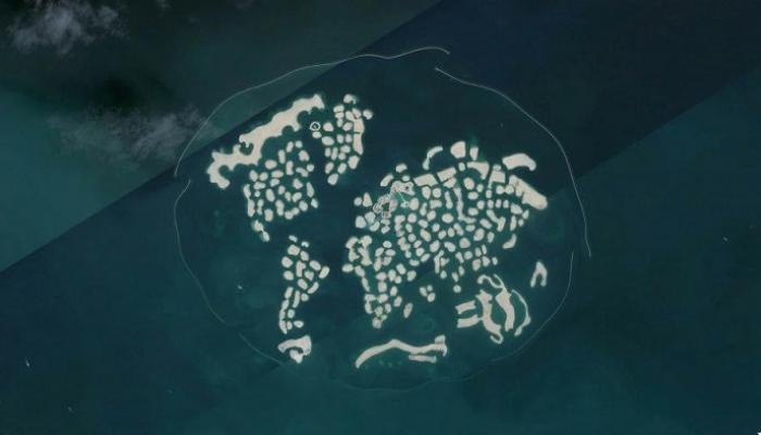 صورة لمشروع جزر العالم تم التقاطها من الفضاء