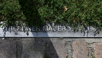 ما تبقّى من جدار برلين وعليه غطاء نباتي