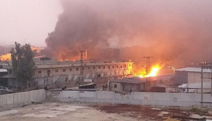 صورة متداولة من موقع الانفجار بمدينة عفرين