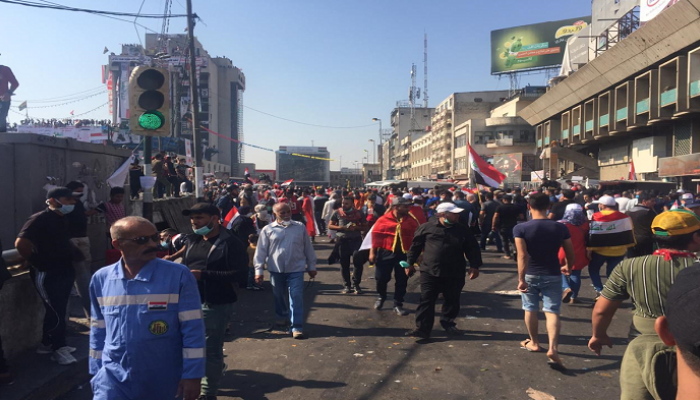 صورة نشرها نشطاء عن الاستعداد لتنظيم مظاهرة مليونية جديدة في بغداد