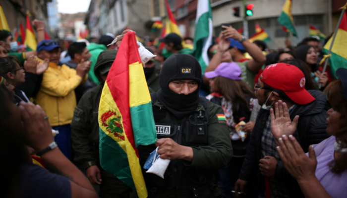 متظاهرون في أحد شوارع بوليفيا