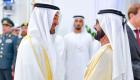محمد بن راشد ومحمد بن زايد يشهدان عرضا جويا في "دبي للطيران"