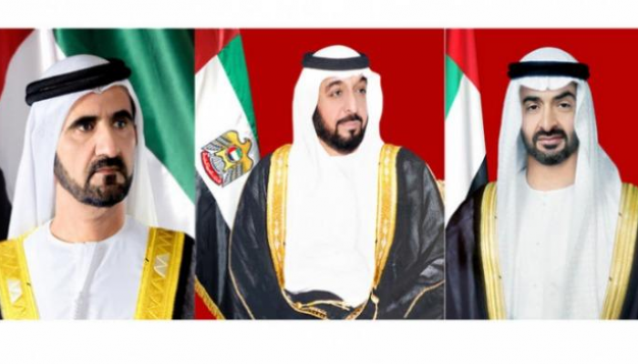 الشيخ خليفة بن زايد آل نهيان. الشيخ محمد بن راشد آل مكتوم. الشيخ محمد بن زايد آل نهيان