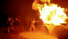 95 رجل إطفاء يخمدون حريق محطة وقود في الشيشان