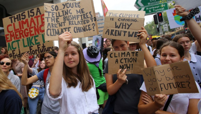 جانب من إحدى مظاهرات الشباب ضد التغير المناخي في سيدني