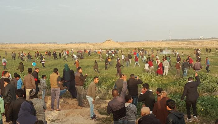 جانب من مظاهرات الجمعة الـ45 لمسيرة العودة شرق غزة