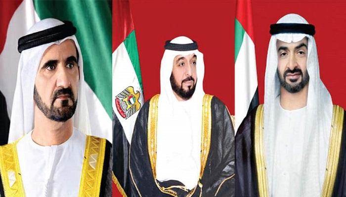 الشيخ خليفة بن زايد والشيخ محمد بن راشد والشيخ محمد بن زايد