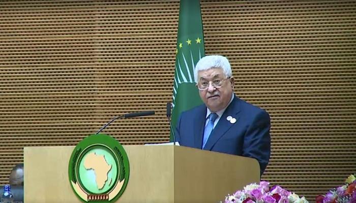 الرئيس الفلسطيني محمود عباس خلال كلمته بالقمة الأفريقية