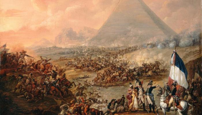 عمل فني يصور دخول قوات نابليون بونابرت إلى مصر