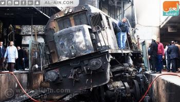 الحريق اندلع نتيجة اصطدام جرار بصدادة في محطة قطارات مصر
