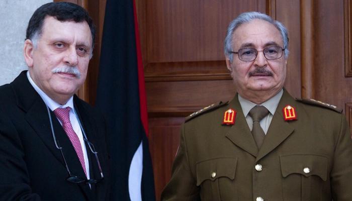 المشير خليفة حفتر وفايز السراج رئيس المجلس الرئاسي
