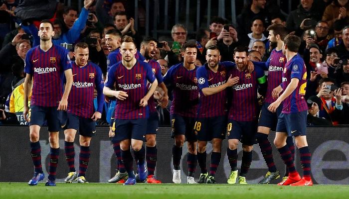 لاعبو برشلونة من المباراة