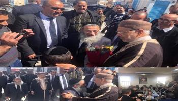 صورة نشرها حزب النهضة الإخواني للغنوشي خلال لقاء مع كبير أحبار اليهود