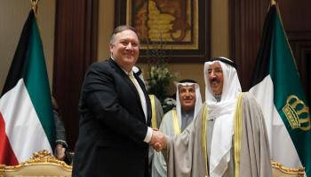 بومبيو  خلال لقائه مع أمير الكويت الشيخ صباح الأحمد الجابر الصباح