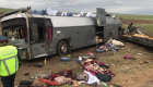 بالصور.. 11 قتيلا بانقلاب حافلة ركاب في كازاخستان