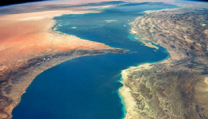 منظر عبر الأقمار الصناعية لمضيق هرمز