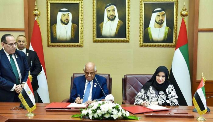 رئيس مجلس النواب المصري ورئيسة المجلس الوطني الاتحادي الإماراتي