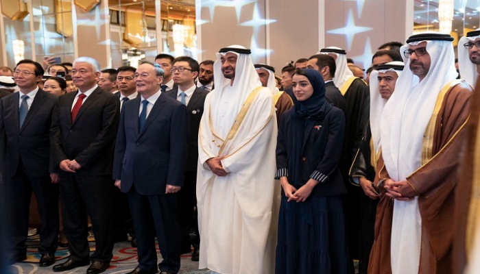الشيخ محمد بن زايد آل نهيان خلال حفل الاستقبال