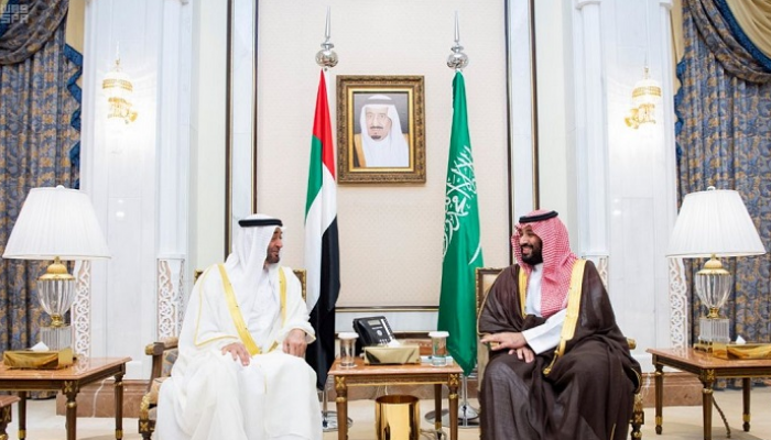 الأمير محمد بن سلمان خلال لقاء الشيخ محمد بن زايد آل نهيان
