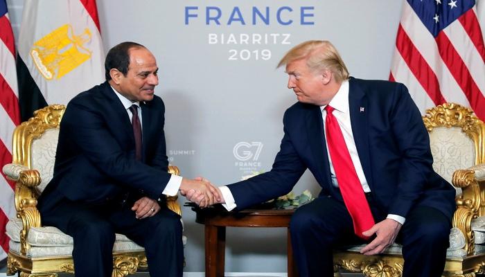 ترامب خلال لقائه السيسي على هامش قمة السبع بفرنسا