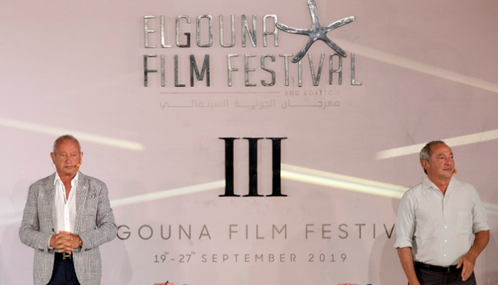 سميح ونجيب ساويرس خلال المؤتمر الصحفي