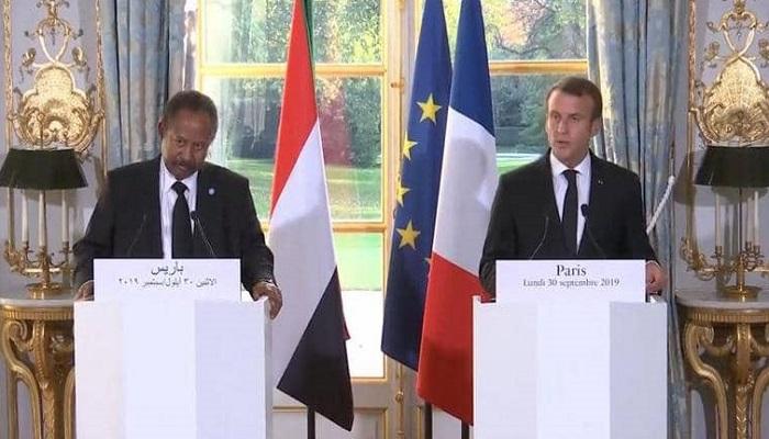 المؤتمر الصحفي المشترك بين الرئيس الفرنسي ورئيس وزراء السودان