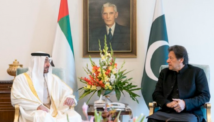 الشيخ محمد بن زايد آل نهيان ورئيس وزراء باكستان في جلسة مباحثات رسمية