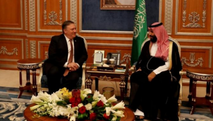 الأمير محمد بن سلمان ووزير الخارجية الأمريكي في لقاء سابق بالرياض