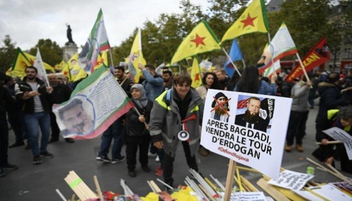 جانب من مظاهرات الأكراد في باريس ضد أردوغان
