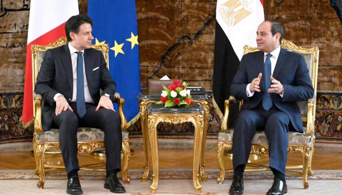 رئيس وزراء إيطاليا خلال لقاء الرئيس المصري 