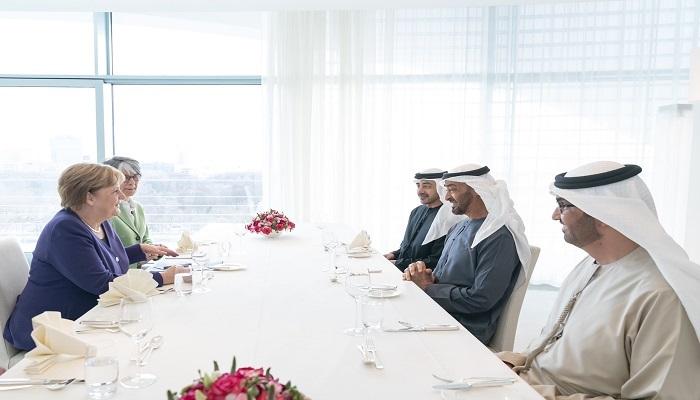 الشيخ محمد بن زايد آل نهيان خلال لقاء المستشارة الألمانية
