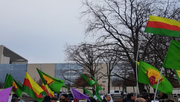 مظاهرة في برلين ضد حضور أردوغان مؤتمر السلام بشأن ليبيا