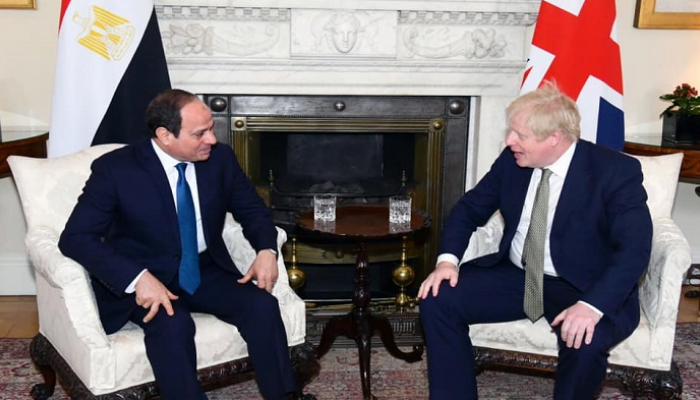 جانب من لقاء الرئيس المصري ورئيس الوزراء البريطاني 