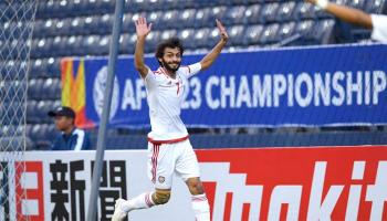 العامري يحتفل بهدفه 