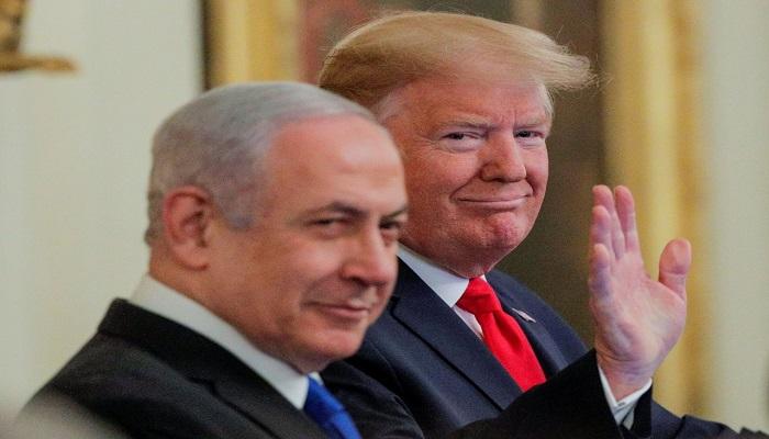 جانب من المؤتمر الصحفي بين الرئيس الأمريكي ورئيس الوزراء الإسرائيلي - رويترز