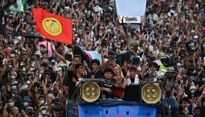 جانب من المظاهرات التي تشهدها تايلاند