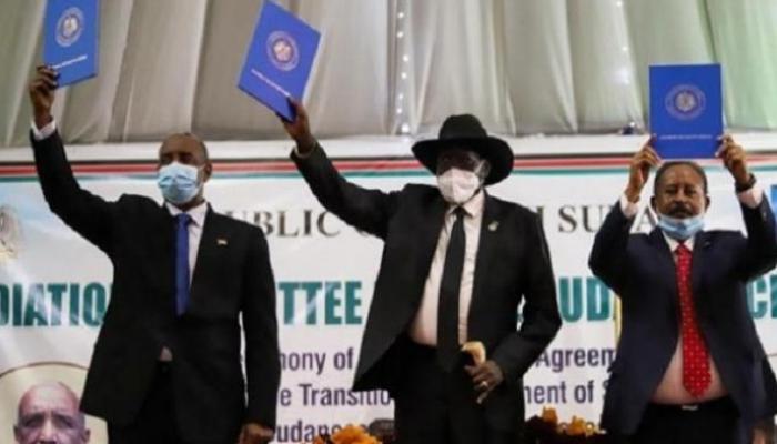 جانب من توقيع اتفاق السلام في جوبا