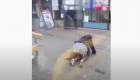 بالفيديو.. شاب يركل سيدة ويسقطها أرضا خارج حافلة