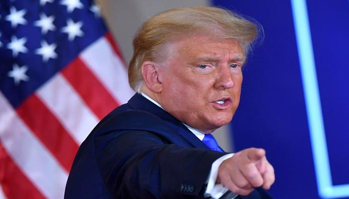 الرئيس الأمريكي دونالد ترامب خلال كلمته اليوم- أ ف ب