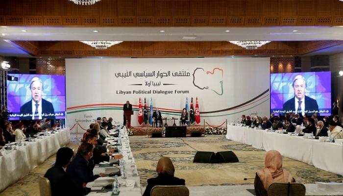 جانب من الحوار الليبي في تونس- رويترز