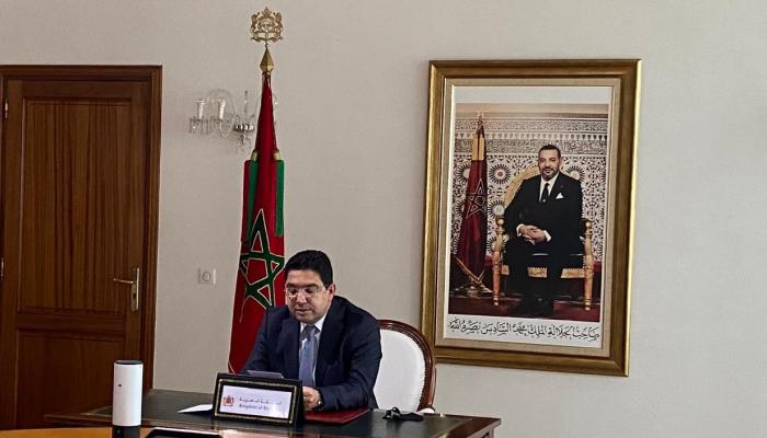 ناصر بوريطة وزير الخارجية المغربي عند مُشاركته 
