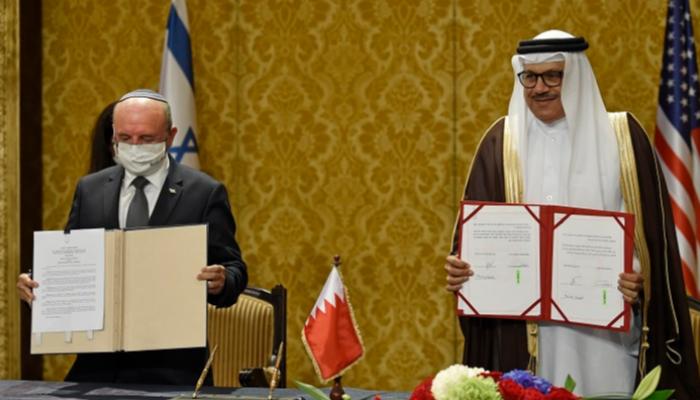 جانب من توقيع مذكرة تفاهم بين البحرين وإسرائيل في المنامة - أ.ف.ب