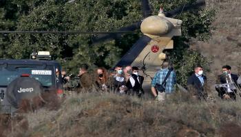 مايك بومبيو خلال زيارته لهضبة الجولان المحتلة - أ.ف.بؤ