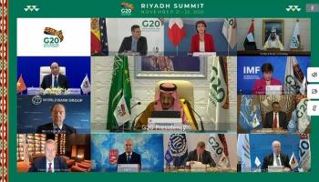 العاهل السعودي متحدثا في قمة العشرين الافتراضية