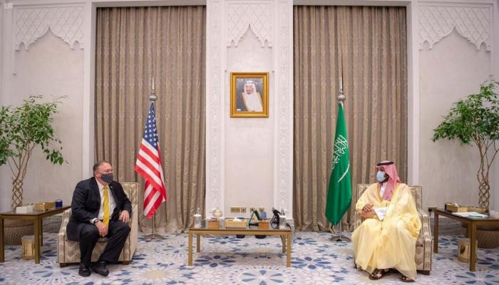 جانب من لقاء ولي العهد السعودي ووزير الخارجية الأمريكي