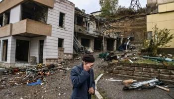 جانب من آثار الدمار في إقليم ناغورني قره باغ