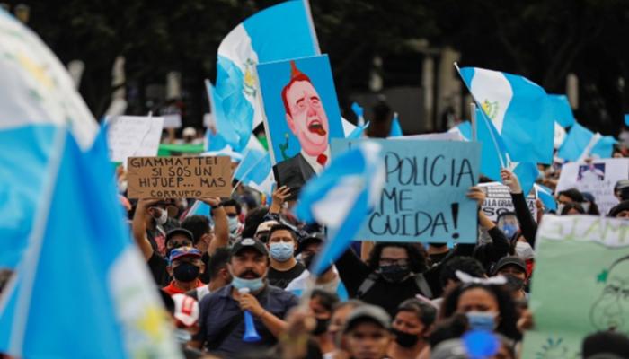 جانب من المظاهرات في جواتيمالا